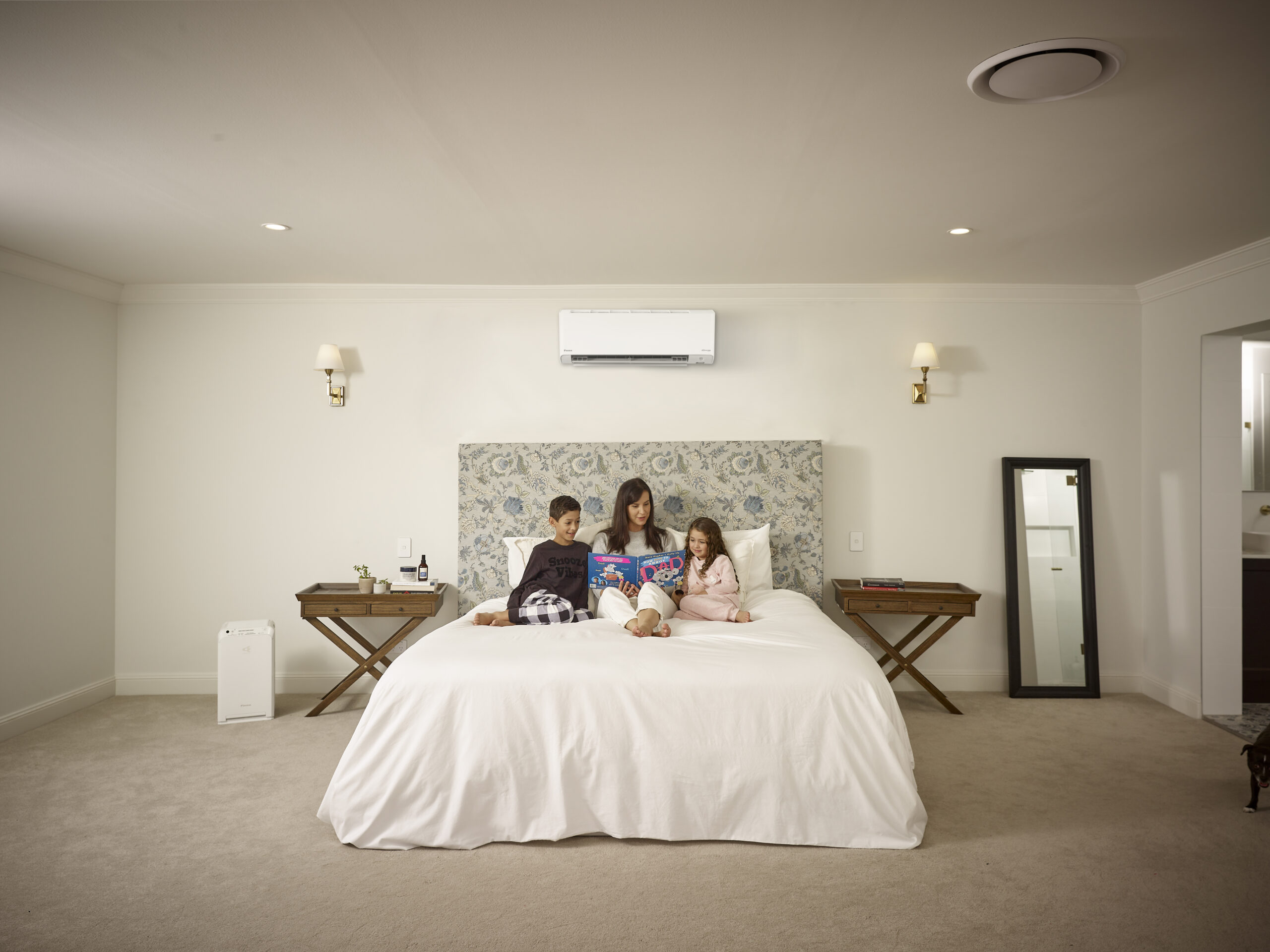 Mum and Kids in Bed Reading