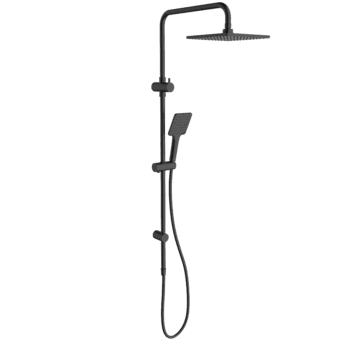 Basis Square Rail Shower with Overhead (4 Star)- Black