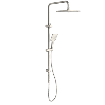 Basis Square Rail Shower with Overhead (4 Star)- Brushed Nickel