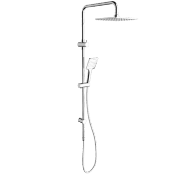Basis Square Rail Shower with Overhead - Chrome