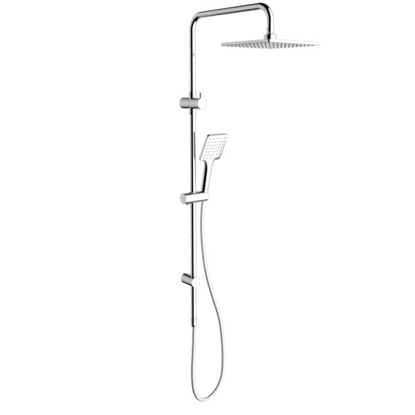 Basis Square Rail Shower with Overhead - Chrome