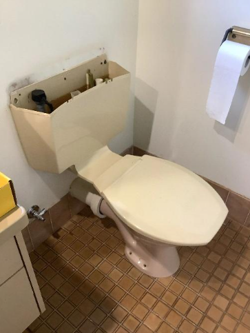 Outdated old toilet at a property in cleveland
