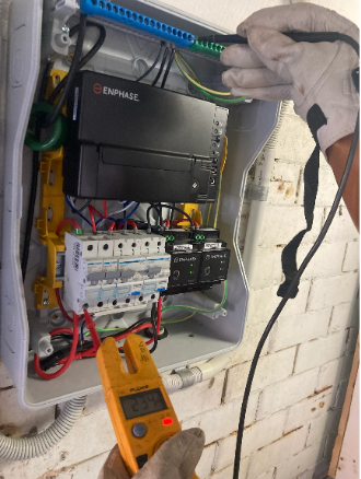 Voltage testing solar related electrical box in Beenleigh