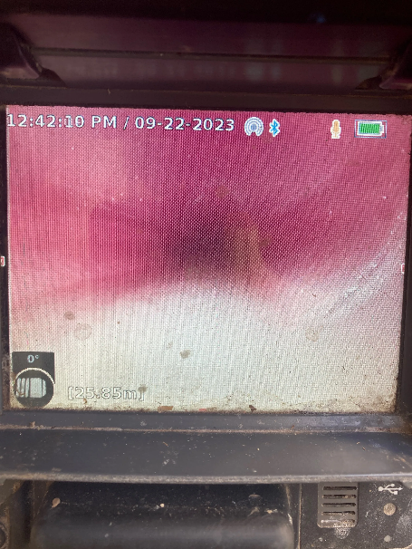 Image of drain cctv imaging, showing the blockage in a client's shower drain in Carindale.