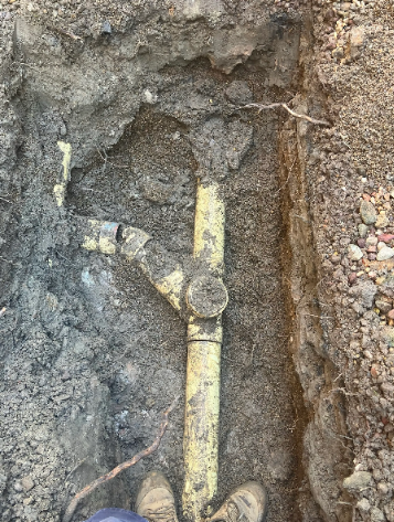 excavated PVC junction at a property in thornlands