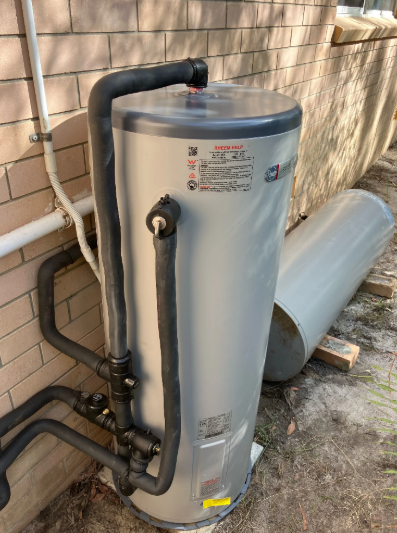 new rheem stellar stainless steel hot water system installed at a property in Noosa