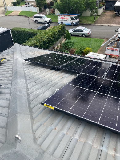 new solar panels on compliant modern racking installed at a property in Cleveland