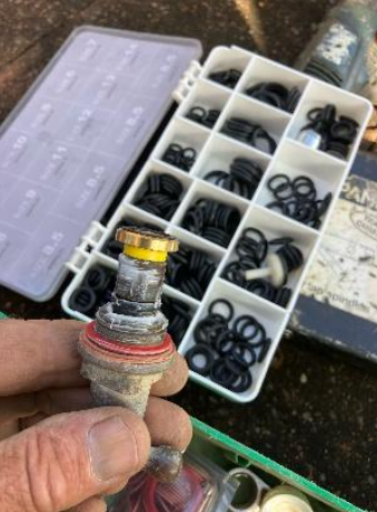 worn out o rings being replaced on a tap at a propertying in Coolum Beach