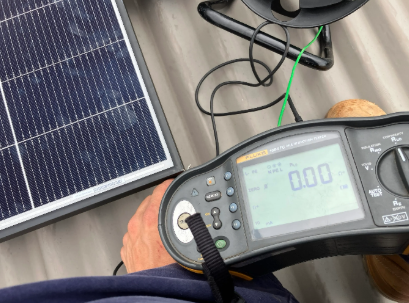 voltage test using multi tool on solar panels at a property in taringa