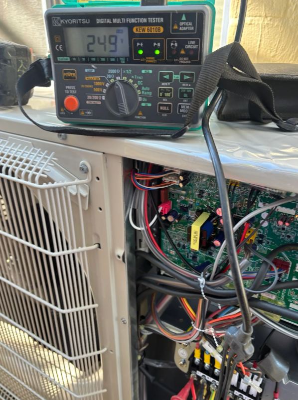 voltage testing after ducted air conditioning repair at a property in thornlands