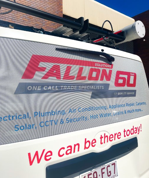 Fallon Solutions van with 60 year signage