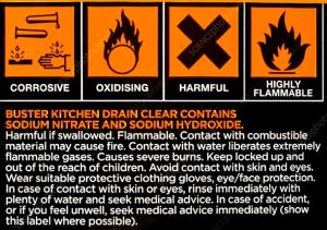 Drain cleaner warning signs