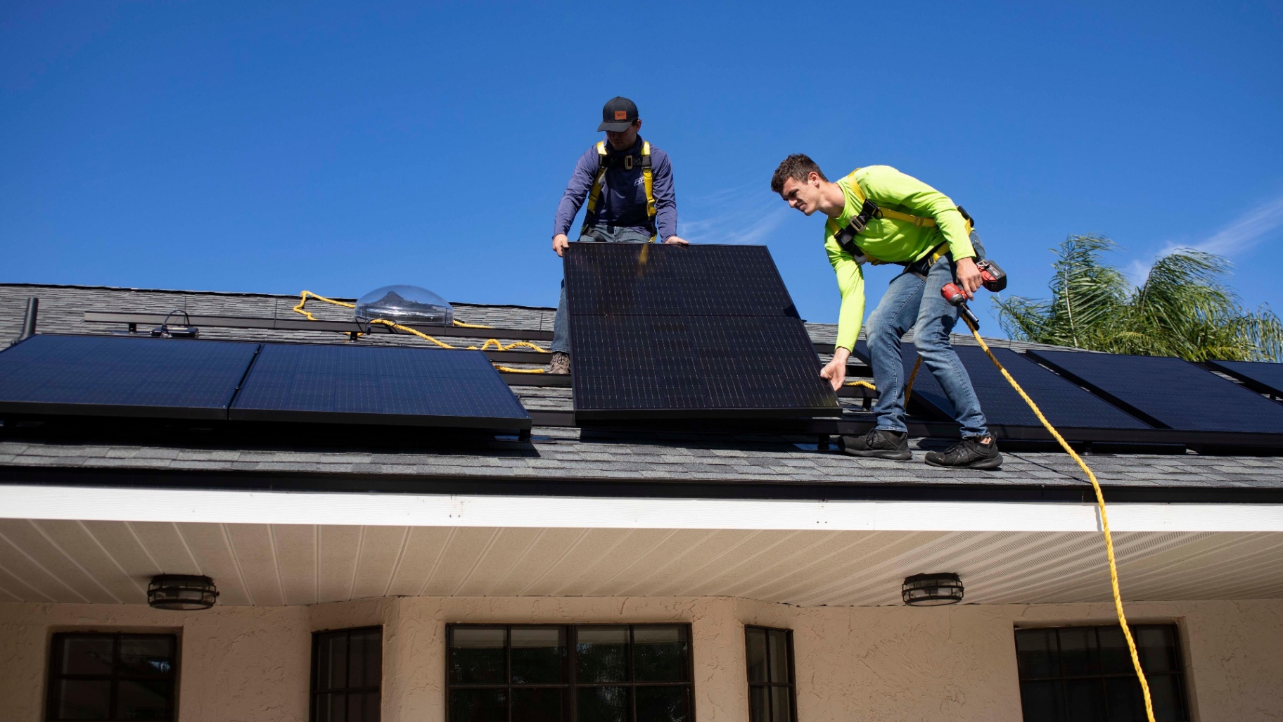 solar panel installation on roof