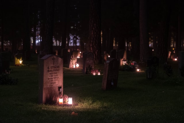 Graves with candles